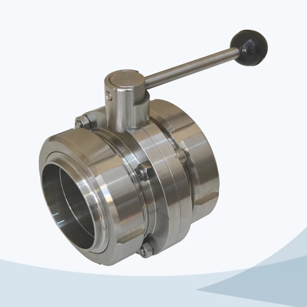 Stainless Steel Food Equipment Flange End Round Handle Butterfly Valve