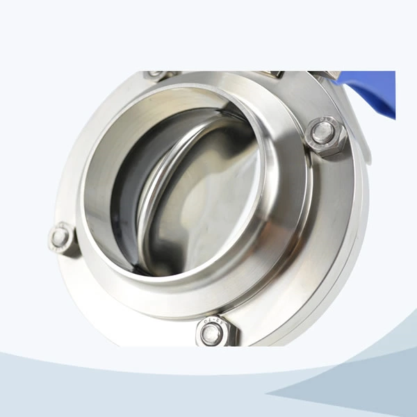 Stainless Steel Sanitary Grade Manual Type Round Handle Union-Male Butterfly Valve