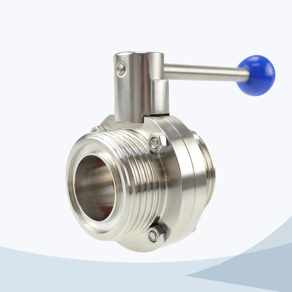 Stainless Steel Sanitary Plastic Handle Male-Male Threading Butterfly Valve