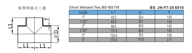 Short Welded Tee,BS-BS7W