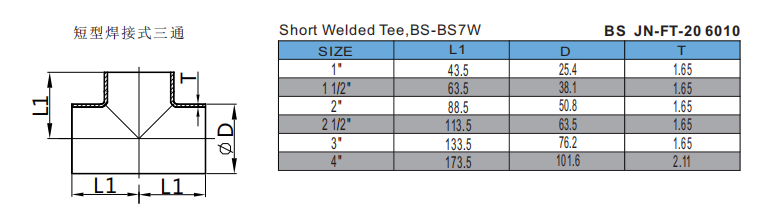 Short Welded Tee,BS-BS7W