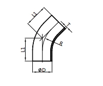45° Long welded Elbow,BS-BL2W5