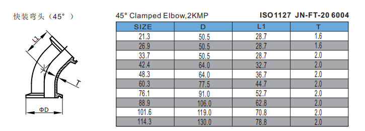 45° Clamped Elbow,2KMP