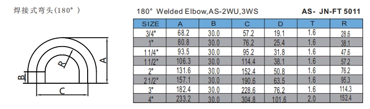 180°Welded Elbow,AS-2WU,3WS