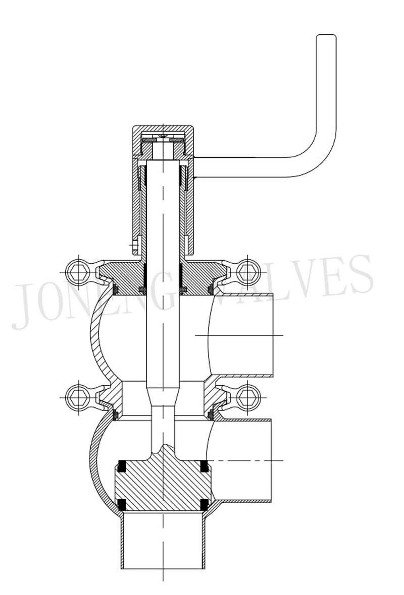 stainless steel hygienic manual type 3 way divert valve