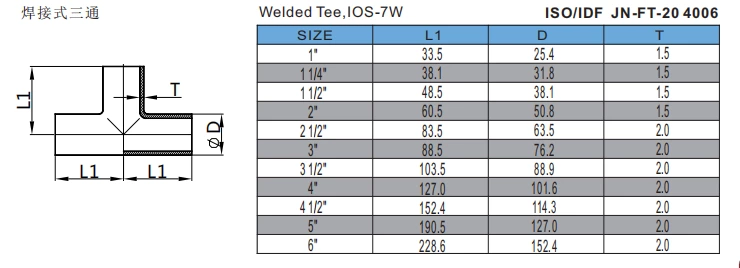 Welded Tee,IOS-7W