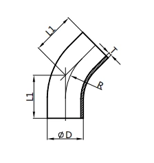 45° Long Welded Elbow, ISO-L2KS