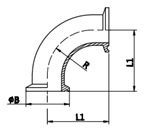90° Clamped Elbow ,ISO-2CMP