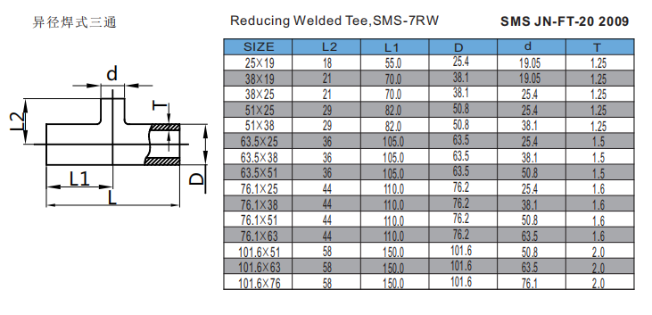 Reducing Welded Tee,SMS-7RW