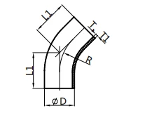 45° Long welded Elbow,SMS-SL2WS