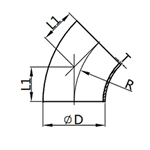45° Weleded Elbow, DIN-2WK