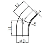 45° Long Weleded Elbow, DIN-DL2WS