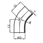 45° Long Welded Elbow ,AS-L2KS