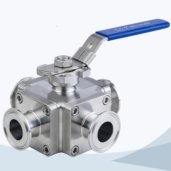 stainless steel hygienic grade cross type manual clamped forging ball valve