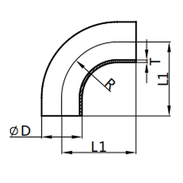 90°Lone Welded Elbow with straight ends