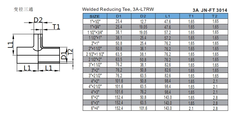 Welded Reducing Tee, 3A-L7RW