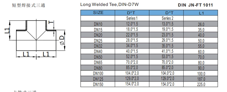 Long Welded Tee,DIN-D7W