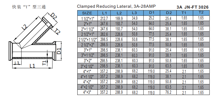 Clamped Reducing Lateral, 3A-28AMP