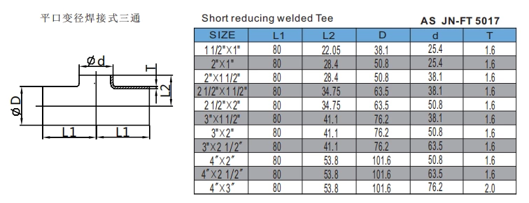 Short reducing welded Tee