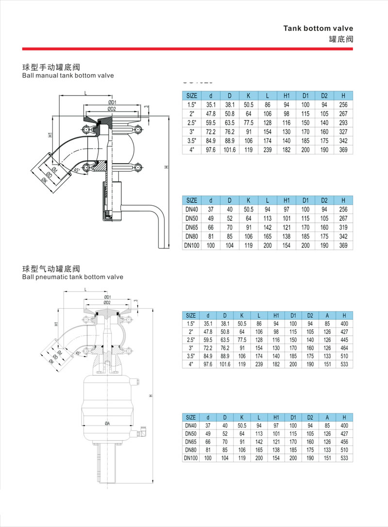 stainless steel food processing aseptic tank bottom valve
