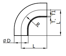 90° Weleded Elbow with straight ends, SL2WS
