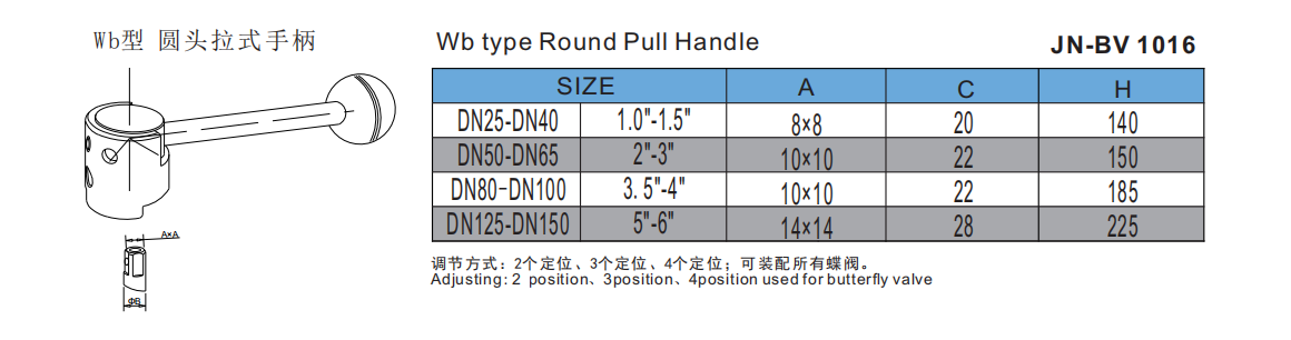 Stainless Steel Food Processing Big Size Pull Handle Welded Butterfly Valve